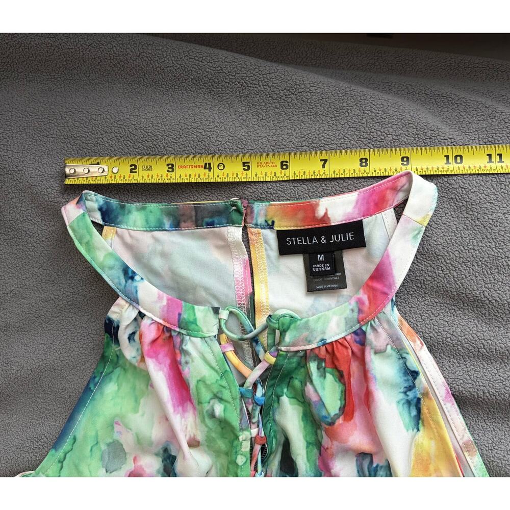 Stella and Julie Maxi Dress Women Medium Pink Green Abstract Floral Organic - Picture 3 of 10